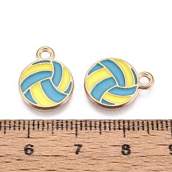 合金とエナメルのペンダント  バレーボールチャーム  ゴールドカラー  ダークシアン  15x12x1mm  穴：1.8~2mm&nbsp;ENAM-T021-72G-01