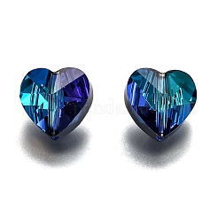 透明ガラスビーズ  多面カット  ハート  ミックスカラー  10x10x7mm  穴：1~1.2mm&nbsp;GLAA-K002-07A-M