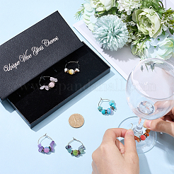 Natural & Synthetic Gemstone & Shell Wine Glass Charms&nbsp;AJEW-SC00011