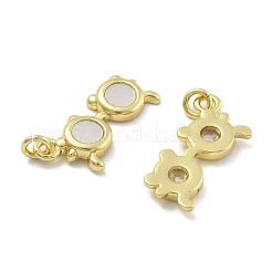 Brass Pave Natural White Shell Pendants&nbsp;KK-U060-02G