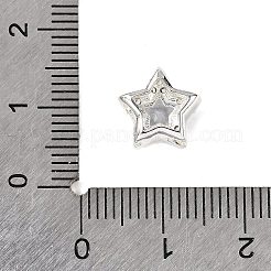真鍮製マイクロパヴェキュービックジルコニアビーズ  銀  スター  10x10.5x7.5mm  穴：2x2.5mm&nbsp;KK-D408-11S-02A