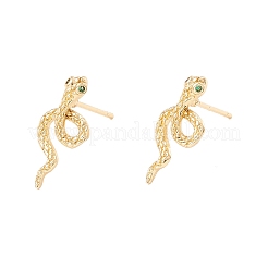 Green Cubic Zirconia Snake Stud Earrings&nbsp;EJEW-F282-25G