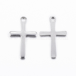 変色しにくい304ステンレススチールチャーム  クロスペンダント  ステンレス鋼色  15.5x9.5x0.8mm  穴：1mm&nbsp;STAS-H423-10P