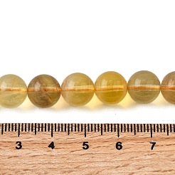 天然な黄色の蛍石ビーズ連売り  ラウンド  10~10.5mm  穴：1mm  約39個/連  15.55''（39.5センチメートル）&nbsp;G-F799-B03-10mm