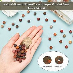 天然多色碧玉/ピカソストーン/ピカソ碧玉つや消しビーズ連売り  ラウンド  8mm  穴：1mm  約24個/連  7.7インチ  1連売り/箱&nbsp;G-AR0003-66