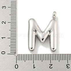 変色しない304ステンレススチールペンダント  レターチャーム  ステンレス鋼色  文字m  26x18x5.5mm  穴：3mm&nbsp;STAS-C102-16P-M