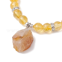 Raw Rough Natural Citrine Charm Bracelets&nbsp;BJEW-JB10298-05