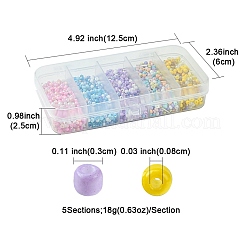 90g 5 スタイル不透明 & 透明内部カラー ガラス シード ビーズ  丸い穴  ラウンド  ミックスカラー  1.5~9x1.5~2.5x2~3mm  穴：0.8~1mm  18g /スタイル&nbsp;SEED-FS0001-15A