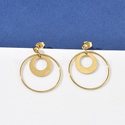 イオンプレーティング（IP）304ステンレススチールダングルスタッドピアス  フラットラウンド  ゴールドカラー  30.5x25mm&nbsp;EJEW-D350-02G