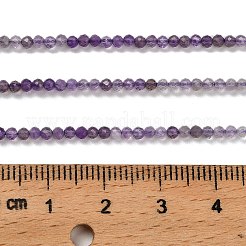 天然石アメジストビーズ連売り  多面カット  ラウンド  2mm  穴：0.5mm  約196個/連  15.55''（39.5センチメートル）&nbsp;G-H321-A01-01