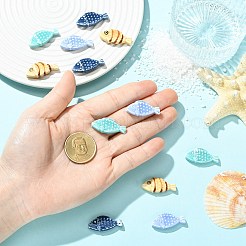 12 個 4 色の手作り磁器ビーズ  魚  ファミーユは磁器バラ  ミックスカラー  29~29.5x13~14x5.5mm  穴：2mm  3個/カラー&nbsp;PORC-CJ0001-54