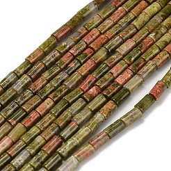 天然石ユナカイトビーズ連売り  コラム  6x4mm  穴：1mm  約68個/連  15.16''（38.5センチメートル）&nbsp;G-P600-B06-01A