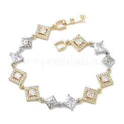 Brass Micro Pave Clear Cubic Zirconia Link Chain Bracelets for Women&nbsp;BJEW-C156-06C-PG