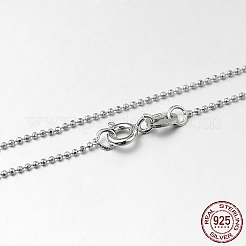 変色防止のトレンディなロジウムメッキ925スターリングシルバーボールチェーンネックレス  スプリングリングの留め金と  細いチェーン  プラチナ  18インチ（45.7cm）  1mm&nbsp;X-STER-M050-1.0B-09