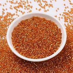 シリンダーシードビーズ  銀並ぶ  丸い穴  均一サイズ  オレンジ  2x1.5mm  穴：0.8mm  約888個/10g&nbsp;X-SEED-H001-G10