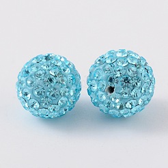 ガラスラインストーンチェコビーズ  内部のポリマークレイ  片穴丸ビーズ  202 _aquamarine  pp11（1.7~1.8mm）  10mm  穴：1mm&nbsp;RB-E482-10mm-202