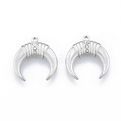 304ステンレスペンダント  クリスタルラインストーン付き  三日月  ステンレス鋼色  16.5x15x2.5mm  穴：1.2mm&nbsp;STAS-N097-258P