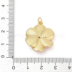 真鍮パヴェキュービックジルコニアとエナメルペンダント  花のチャーム  ラックめっき  カドミウムフリー＆鉛フリー  持続的なメッキ  18KGP本金メッキ  丸カン付き  鮭色  26x20.5x6mm  穴：3.4mm&nbsp;KK-U062-42G-01
