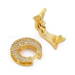 Brass Micro Pave Clear Cubic Zirconia Fold Over Clasps&nbsp;KK-A230-17G