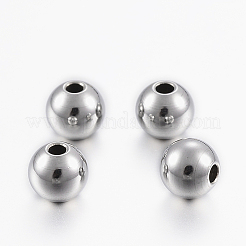 変色しにくい304ステンレススチールビーズ  ラウンド  ステンレス鋼色  5x4.5mm  穴：1.5mm&nbsp;LS-STAS-H394-03P