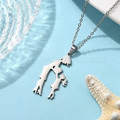母の日ギフトに、2色304ステンレススチールの母と娘のペンダントネックレス2個。  ゴールデン·ステンレス鋼色  19.69インチ（50cm）  1pc /カラー&nbsp;NJEW-JN05193