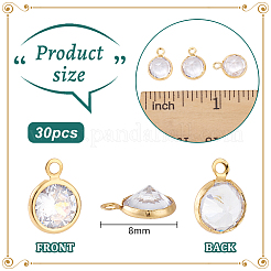 30Pcs Brass Edge & Loop Micro Pave Clear Cubic Zirconia Charms&nbsp;KK-PH0010-41