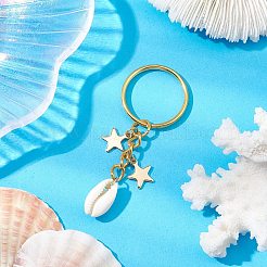 Iron with Natural Cowrie Shell Keychain&nbsp;KEYC-JKC00854