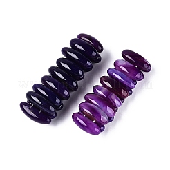 オーバル型の天然瑪瑙ビーズを使用した伸縮性のあるブレスレット（女性用・男性用）  染め  暗紫色  内径：2.05~2.44インチ（5.2~6.2cm）&nbsp;G-Q601-23E