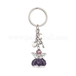 Glass & Tibetan Style Alloy Keychain&nbsp;KEYC-MZ00037-06