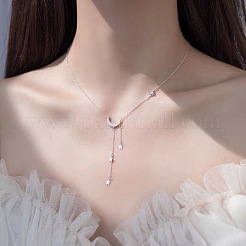 Alloy Crystal Rhinestone Moon Pendant with Star Tassel Necklaces for Women&nbsp;FS-WGD2029-01