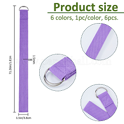 6個 6色 ポリエステルコットン ヨガストレッチストラップ  ミックスカラー  1810x38x1.5mm  1pc /カラー&nbsp;DIY-FH0010-79