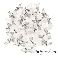 ABSプラスチック模造真珠とアクリルパーツ50個  真鍮パーツ  透明  38mm  穴：3.8mm  50個/セット&nbsp;PALLOY-JF03910