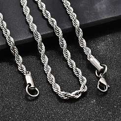 Tarnish Resistant Trendy Men's 304 Stainless Steel Rope Chain Necklaces&nbsp;NJEW-M072-D-02
