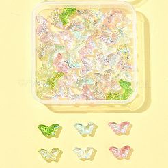 50個8色透明電気メッキガラスビーズセット  蝶  ABカラーメッキ  半分メッキ  ミックスカラー  8x15x4.8mm  穴：0.9mm&nbsp;GLAA-FS0002-39