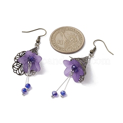 3 Pairs 3 Colors Glass & Acrylic Flower Dangle Earrings&nbsp;EJEW-TA00409
