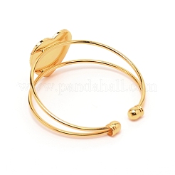 Heart Double Layered Wire Wrap Cuff Bangle&nbsp;BJEW-WH0015-02G