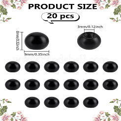 アイロンビーズ20個  ラウンド  ブラック  9x8mm  穴：3mm&nbsp;IFIN-LP0001-15
