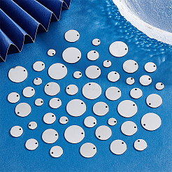 220個4スタイル304ステンレススチールチャーム  フラットラウンド  ステンレス鋼色  7~16x0.8~1mm  穴：1~1.4mm&nbsp;STAS-DC0012-50