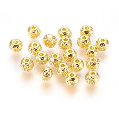チベット風合金ビーズ  ラウンド  鉛フリー＆カドミウムフリー  ゴールドカラー  5.5x4.5mm  穴：1mm&nbsp;K08PK011