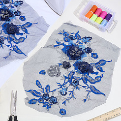 3d ポリエステル刺繍糸 アイロン接着/縫い付けパッチ  布のアップリケ  花  藤紫色  295x325x7mm&nbsp;PATC-WH0023-20B