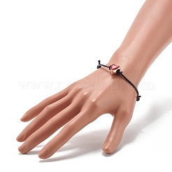 Heart Acrylic Enamel Beads Adjustable Cord Bracelet for Teen Girl Women&nbsp;BJEW-JB07049