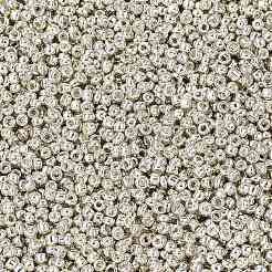 12/0電気めっきガラスシードビーズ  丸穴rocailles  銀メッキ  2x2mm  穴：0.5mm&nbsp;SEED-Q003-S
