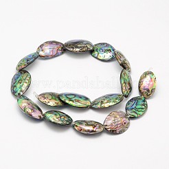 天然パウアシェルビーズ連売り  オーバル  18~25x12~15mm  穴：1.2mm  約18個/連  16インチ&nbsp;BSHE-D009-A