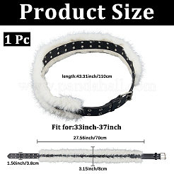 女性用ブラック合成皮革フェイクファーチェーンベルト  プラチナ  ホワイト  1100x38x3.5~23mm&nbsp;AJEW-WH20006-388A-01