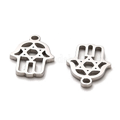 変色しない316サージカルステンレスペンダント  レーザー切断  hamsa hand/hand of miriam チャーム  ステンレス鋼色  目  15x10.5x1mm  穴：1.6mm&nbsp;LS-STAS-H190-05P-02