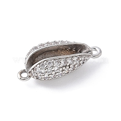 Brass Micro Pave Clear Cubic Zirconia Shell Shaped Links Connector Charms&nbsp;KK-K399-03A-P