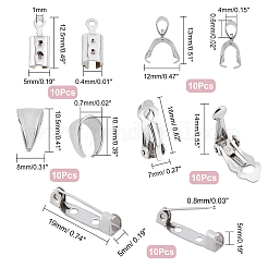 50Pcs 5 Styles 304 Stainless Steel Column Cord Ends&nbsp;STAS-AR0001-14