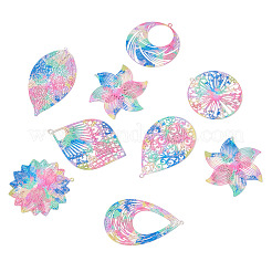 32Pcs 8 Style Spray Painted 430 Stainless Steel Filigree Big Pendants&nbsp;STAS-BY0001-14