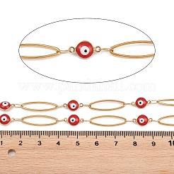 304 Stainless Steel Enamel Evil Eye & Horse Eye Link Chains&nbsp;CHS-K021-11G-05