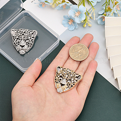 2Pcs 2 Colors Rhinestone Leopard Brooch Pin&nbsp;JEWB-CA0001-27